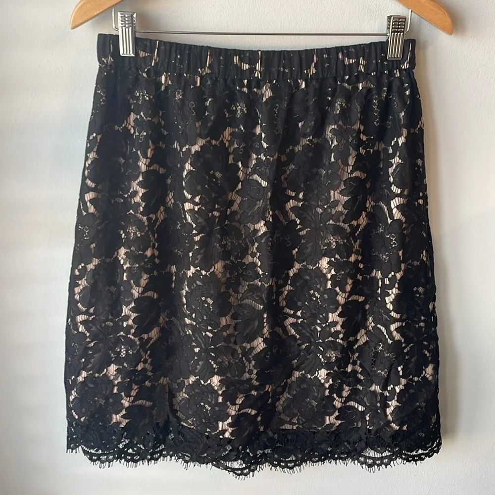 J. Crew Black Eyelash Trim Lace‎ Skirt